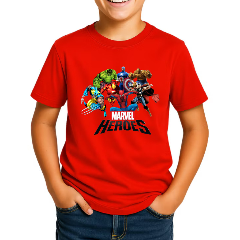 Camiseta Blusa Infantil Juvenil Marvel Herois Camisa 100% Algodão Premium Tendencia Criança