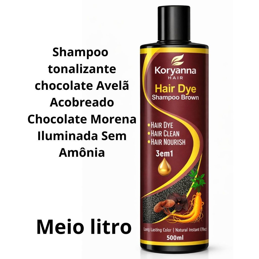 Shampoo Tonalizante Avelã Acobreado Chocolate Morena Iluminada Sem Amônia 500g