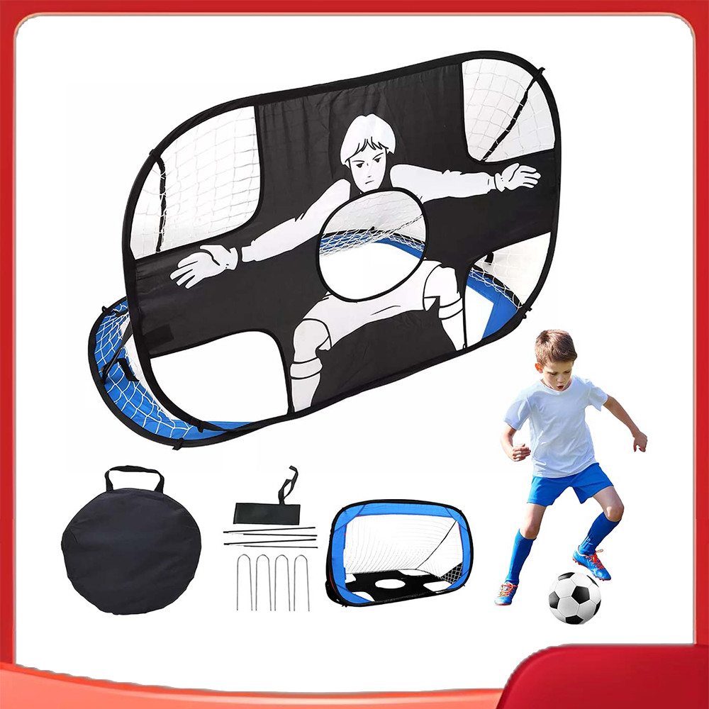 Objetivo de futebol pequeno portátil 120 x 80 x 80 cm Ferramenta de instalação preta + azul e 1 bolsa de armazenamento
