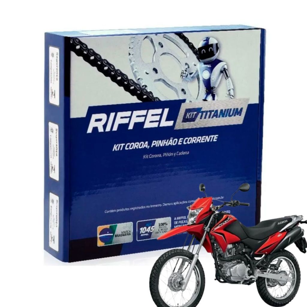 Kit Relação Tração Original Riffel Honda Nxr Bros 150 2003 A 2015