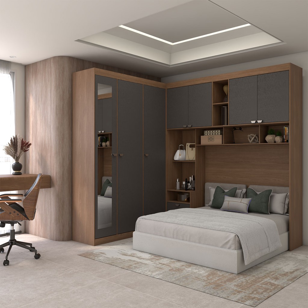 Guarda-Roupa Casal Modulado Fortaleza 7 Portas 4 Gavetas com Espelho - Panorama Móveis
