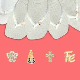 PAR de Pingente Religioso Personalizar Chinelos Havaianas PIN Cabedal Nossa Senhora Fé Cruz Anjo Decorar em Oferta na Shopee