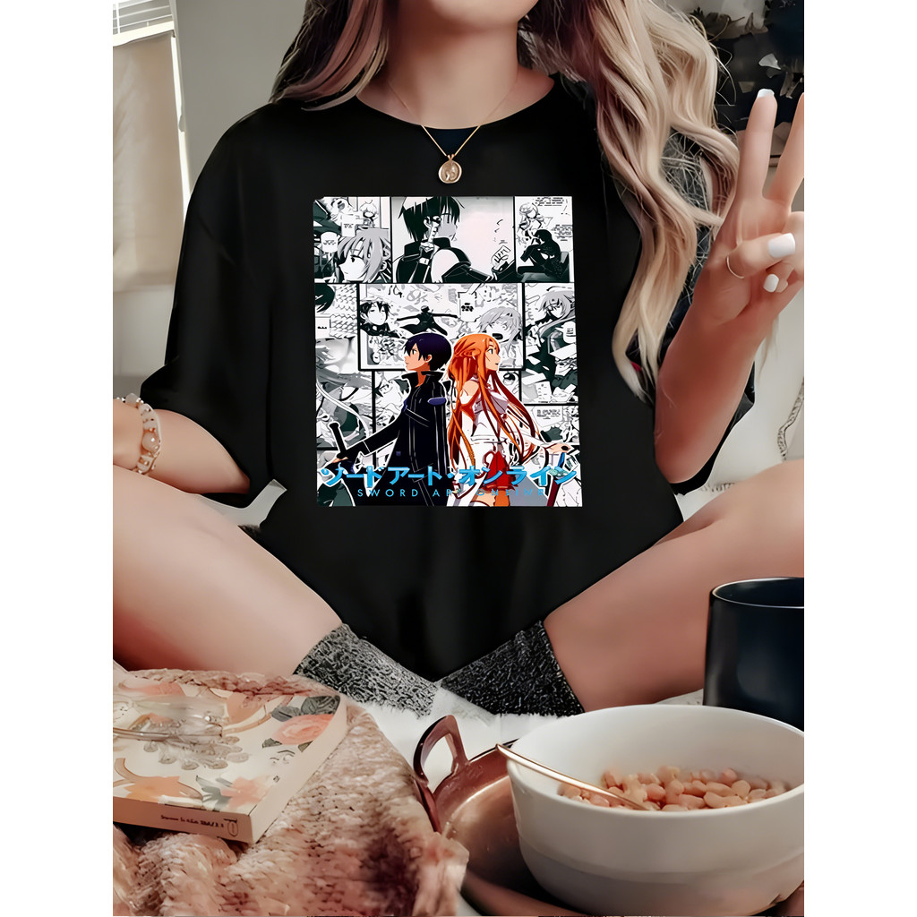 Toalha de Banho com Personagens de Anime Sword Art Online - Estilo Moderno, Cor Preta e Branca, Material de Algodão, par