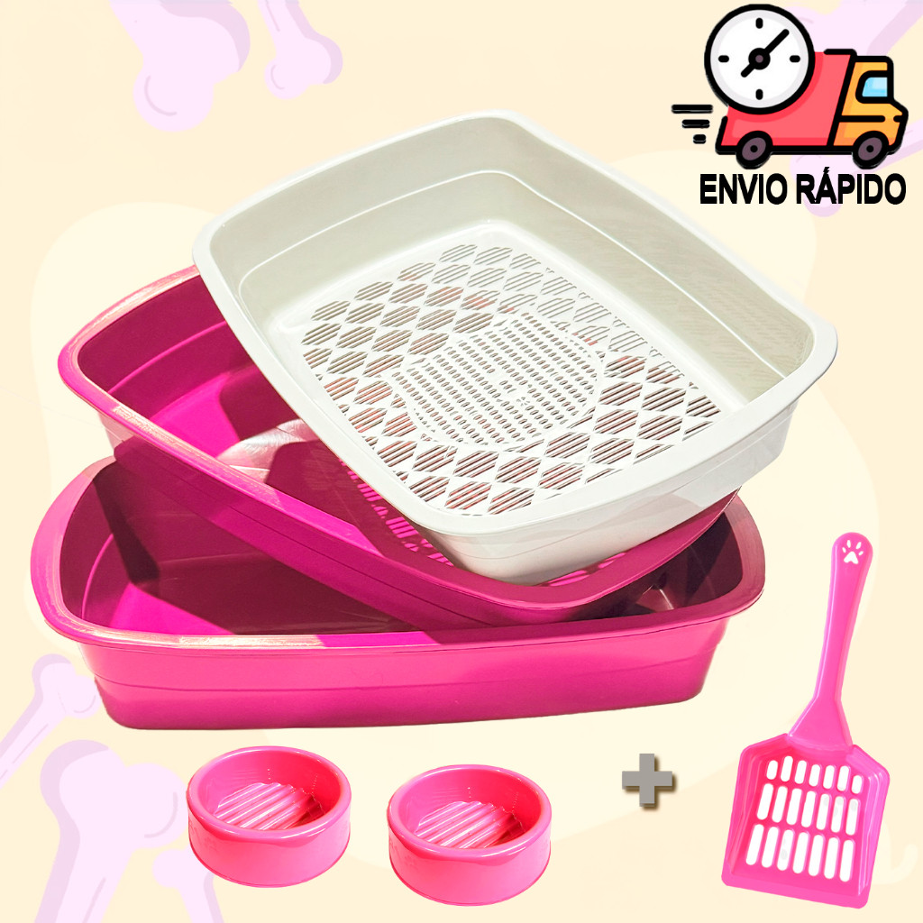 Caixa de Areia Para Gato Furba Com Peneira Pá Higiênica Comedouro e Bebedouro