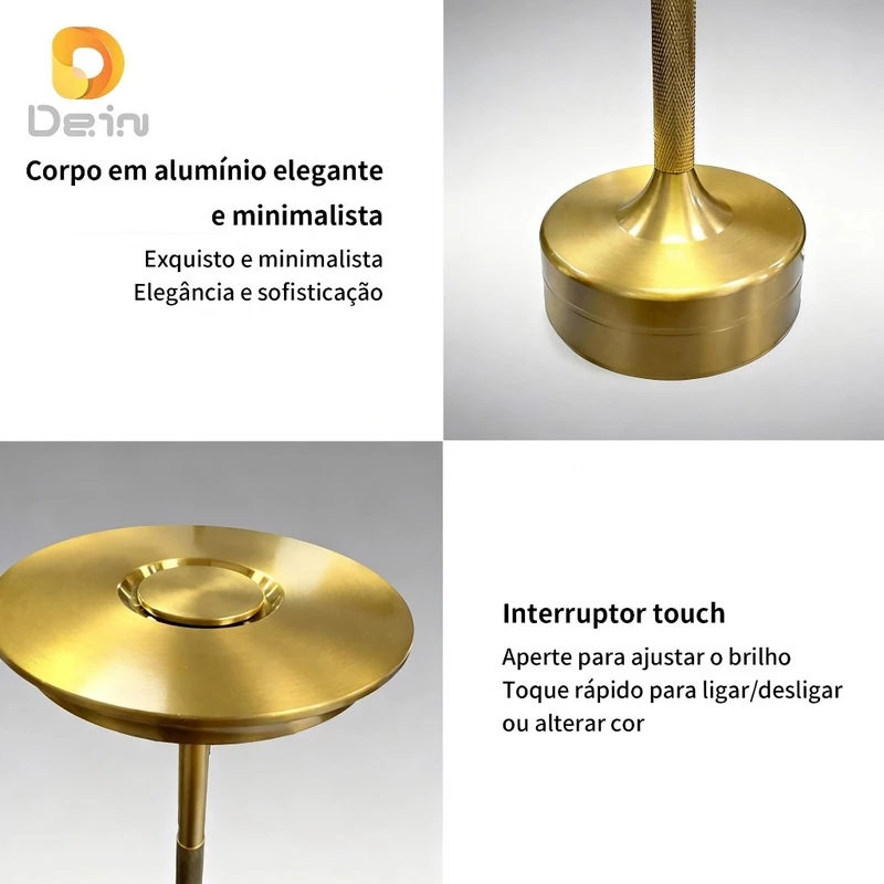 Luminária LED de Mesa Touch Sem Fio Recarregável com 3 Cores de Luz — foto 5