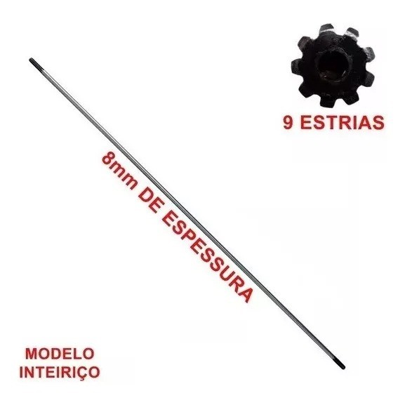 Eixo Cardan 9 Estrias 8mm X 1.5 M P/ Roçadeira Nakasaki/siga