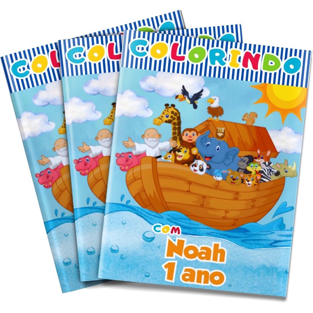 Livro de Colorir Arca de Noé Lembrancinha personalizada