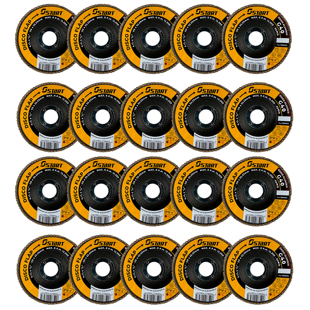 Disco De Lixa Flap 4.1/2 P/ Lixadeira Grao 40 C/ 50 Und