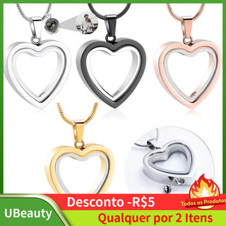 colar de aço inoxidável, colar para cinzas de animais de estimação com pingente de vidro, urna em forma de coração para