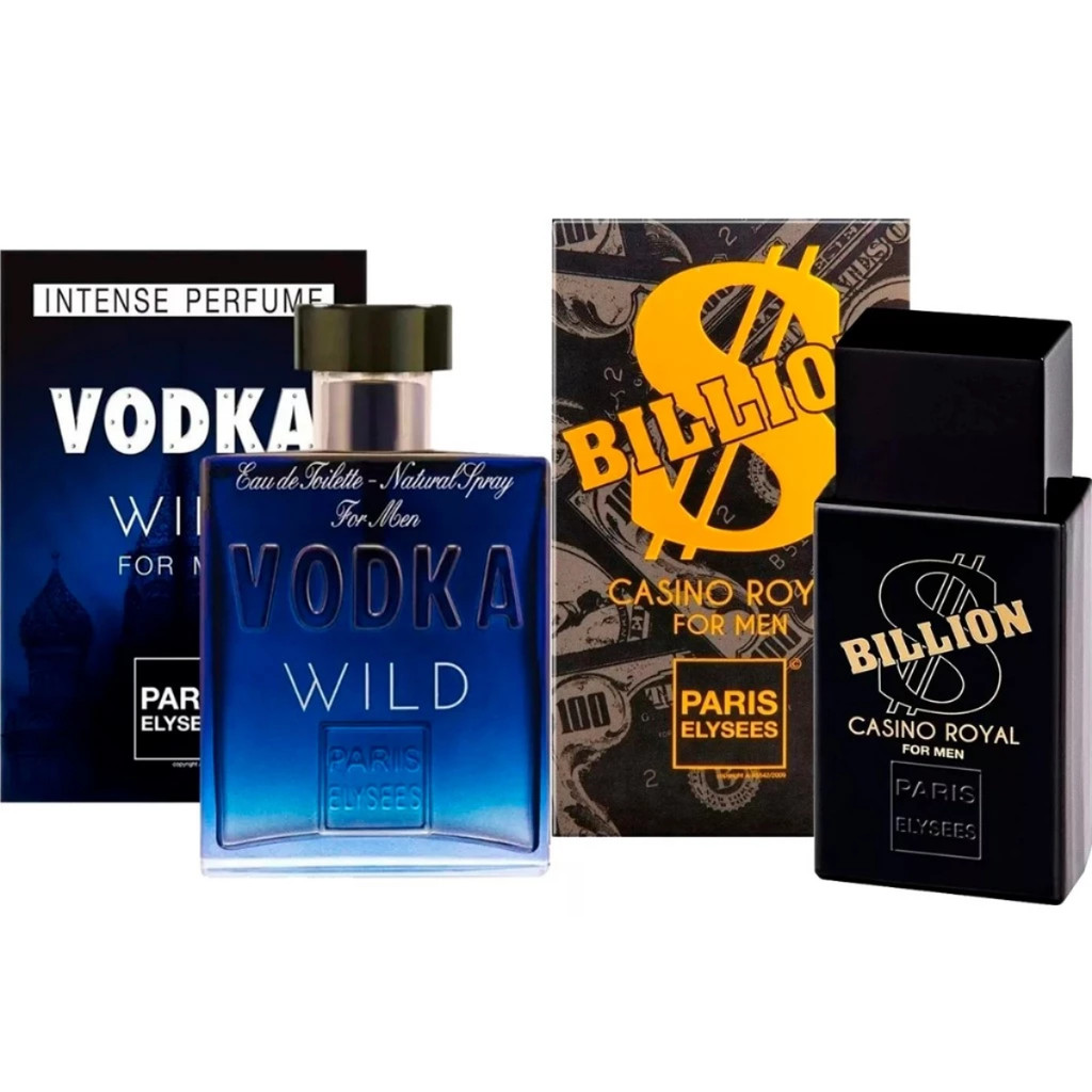 Kit Perfumes Paris Elysees 1 Vodka Wild + 1 Billion Casino Royal 100ml