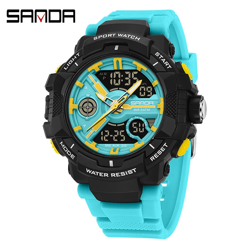 SANDA 6226 Relógio Digital Masculino : Elegante Presente De Lazer E Esportes Ao Ar Livre De Grande Mostrador