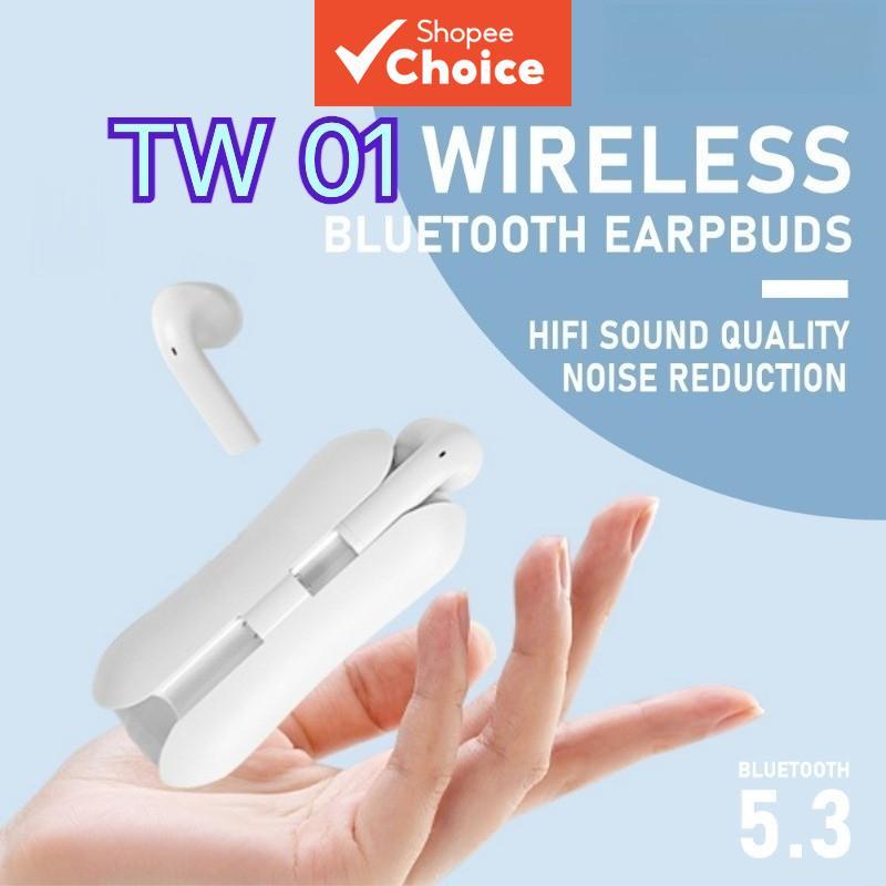Fones de Ouvido Bluetooth Sem Fio TW01, Som Estéreo Alto, Intra-Auriculares, Estojo de Carga Portátil, Redução de