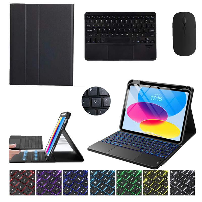 Capa Para Xiaomi Redmi Pad SE (11") /Redmi Pad 2 Com Luz Teclado Touchpad ABNT2 + Mouse Sem Fio+Caneta Stylus