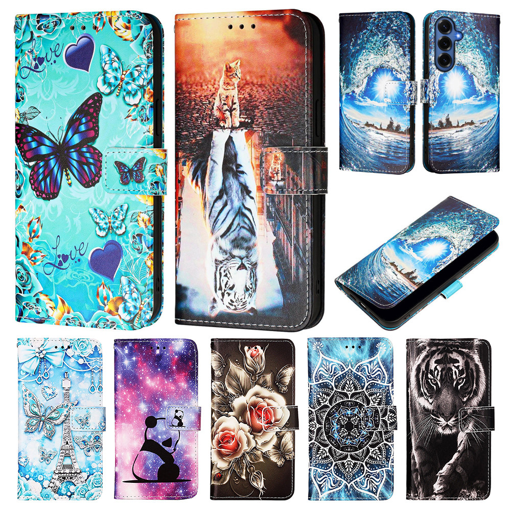 Capa Carteira Para Samsung Galaxy A14 A04E A04S A04 A05 A05S A13 A14 A15 A23 A25 A25E A54 Designs Impressos Exclusivos F