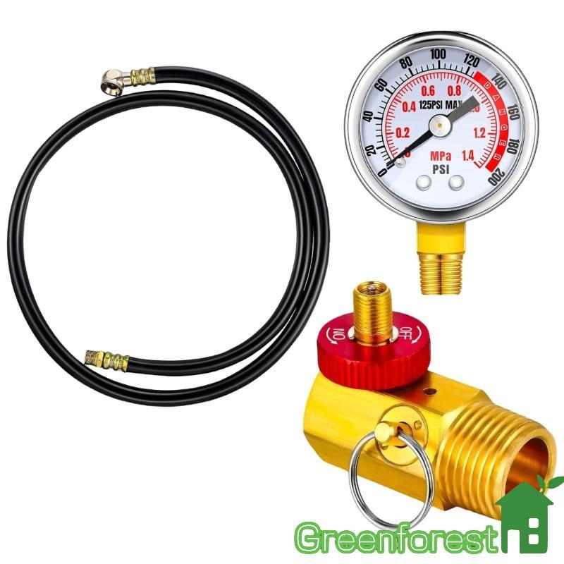 greenfor Conjunto Reparo Tanque Ar Multiuso Válvulas Segurança E Mangueira 4 Pés, Conveniente Para V