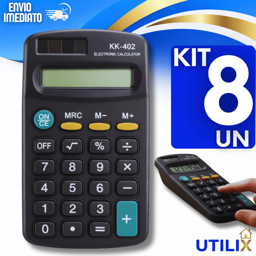 Utilidades Calculadora Eletrônica Bolso 8 Dígitos Preto Multiuso Escritório Escola Utilidades