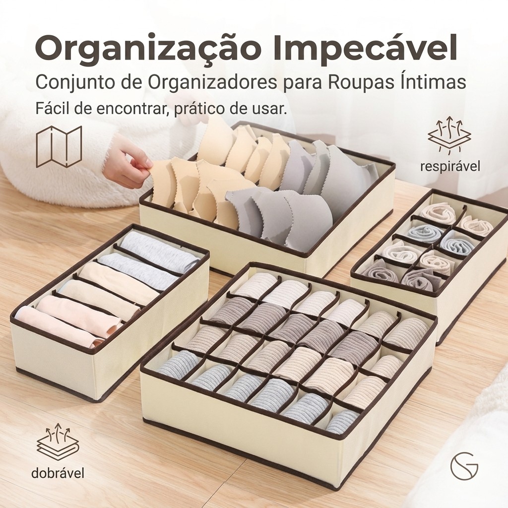 Organizador íntimas meias sutiã Dobrável para Gavetas.