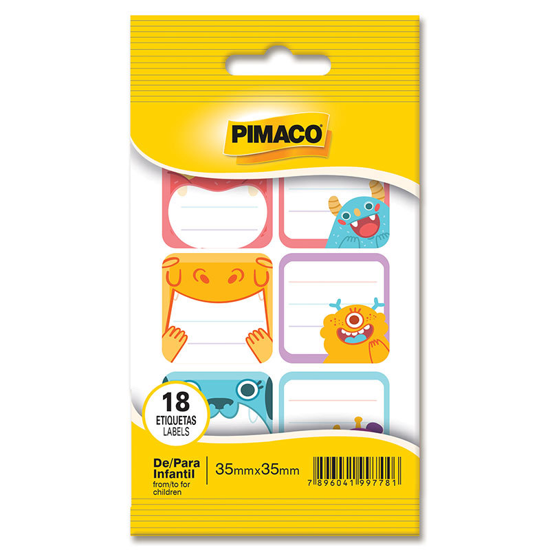 Etiqueta de/para infantil com 18 unidades Pimaco