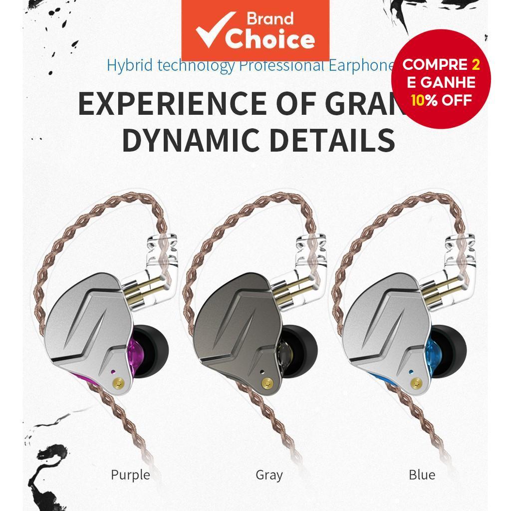 Kz Zsn Pro 2 Fones de Ouvido Intra-Auriculares Fio 1ba 1dd Híbrido HiFi Stereo Bass Jogos Esportivos — R$ 70,61 em Shopee, 40% OFF