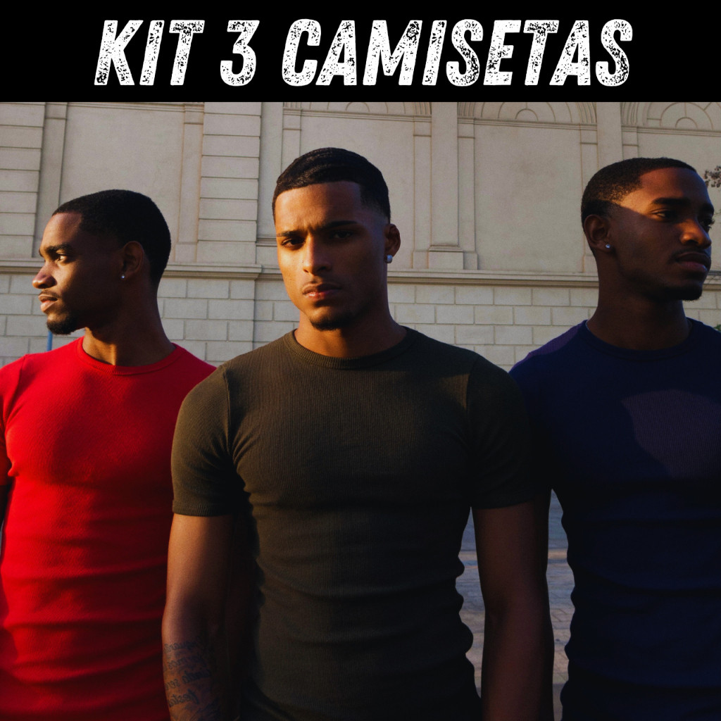 Camiseta Canelada Alta Qualidade Masculina Americana Slim Colada