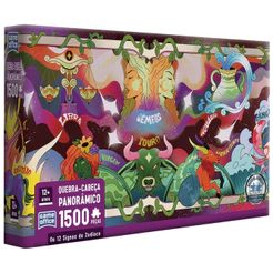 QUEBRA CABEÇA PANORÂMICO OS 12 SIGNOS DO ZODÍACO 1500 PEÇAS TOYSTER PUZZLE FOGO TERRA ÁGUA HORÓSCOPO