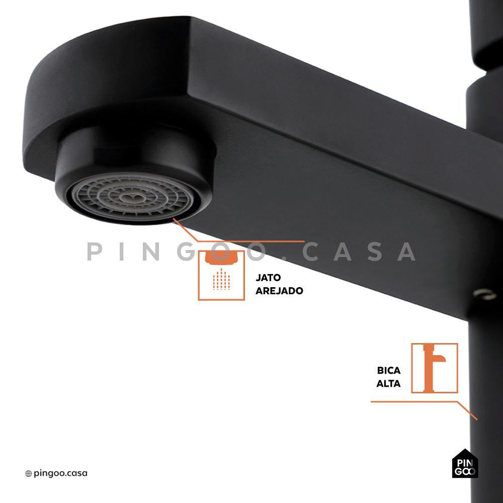 Torneira Para Banheiro Misturador Monocomando Alta Madeira Pingoo - Preto · foto 2