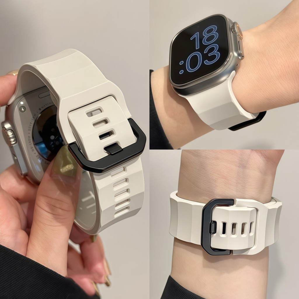 Pulseira esportiva de silicone para Apple Watch Series 11 10 9 8 7 6 SE3 Ultra 49mm 40/41mm 44/45mm 42/46mm