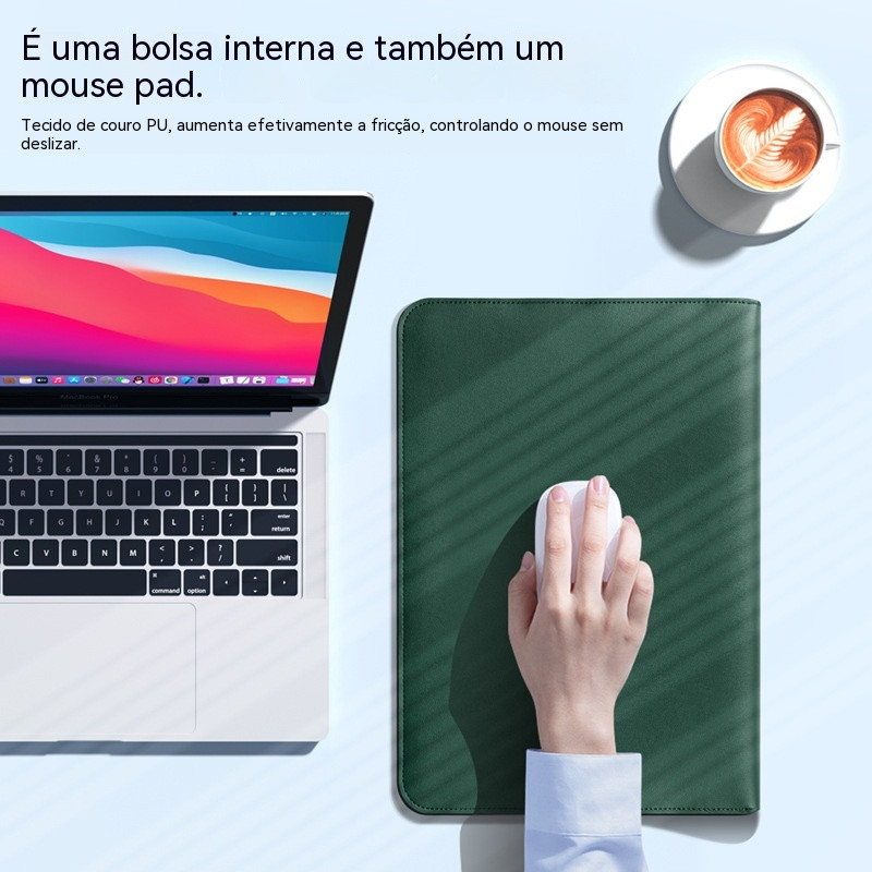 Mochila para notebook de alta qualidade, couro, 13 a 16 polegadas, com suporte e bolsa para carregador — imagem 2 de 2