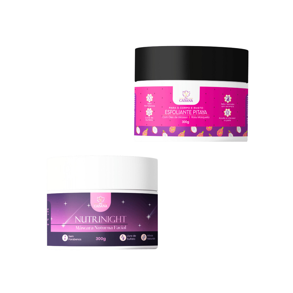 Kit Máscara NutriNight + Esfoliante Pitaya Fio Cabana 300g | Hidrata, Renova e Ilumina a Sua Pele