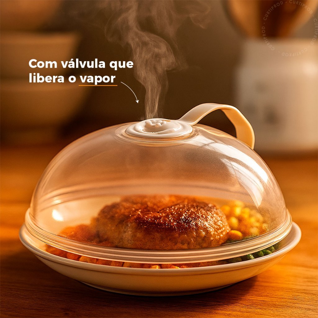 Tampa De Microondas Com Válvula Alça de Plástico Para Alimentos WL-2596