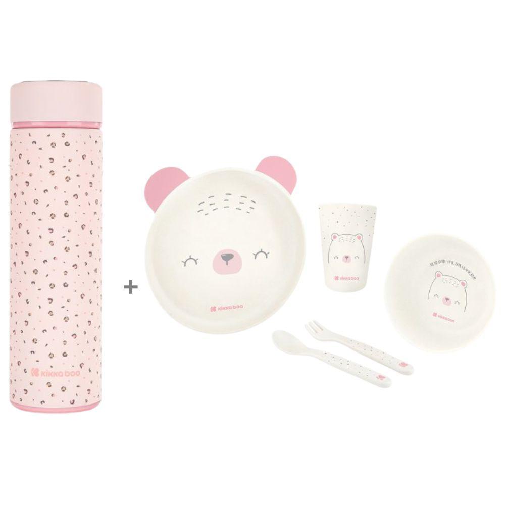 Kit Alimentação 5 peças Infantil e Garrafa Térmica 500 ML Aço Inox KikkaBoo