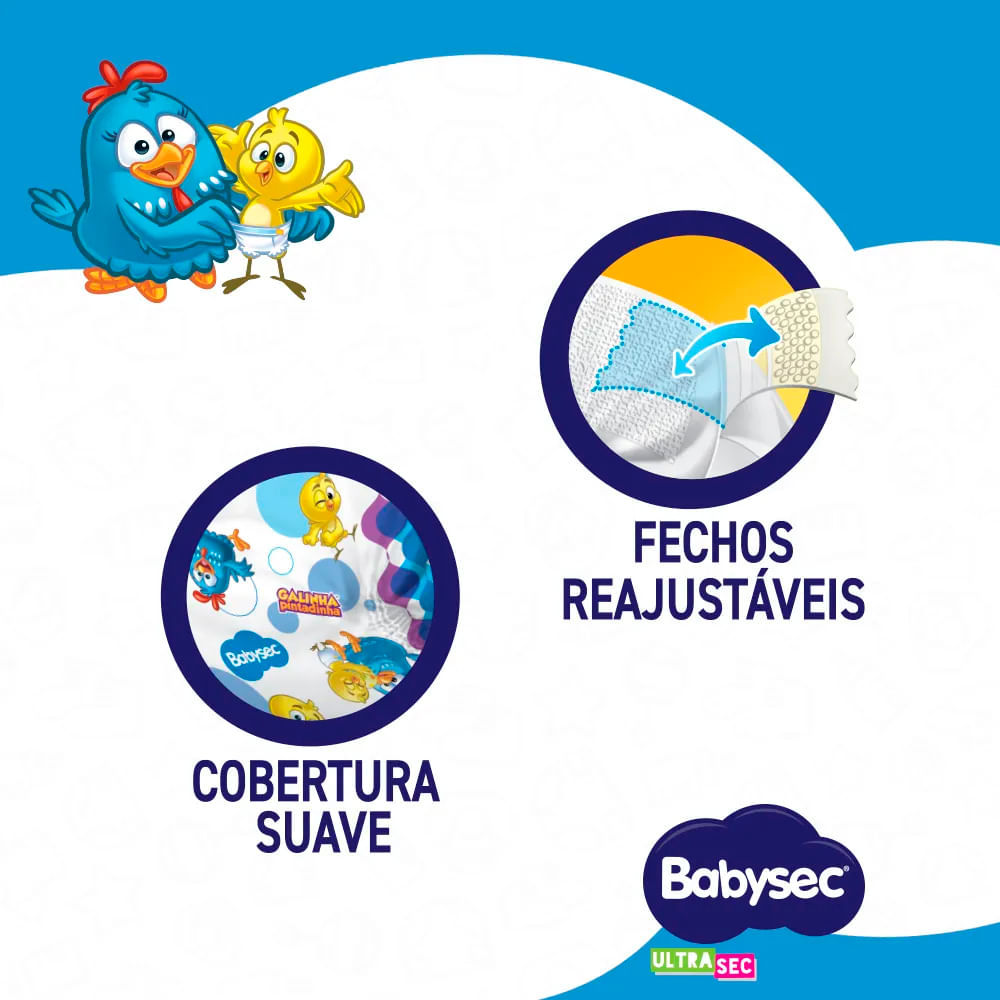 Detalhes do Fralda Descartável Babysec Galinha Pintadinha Ultrasec Mega G 32 Tiras