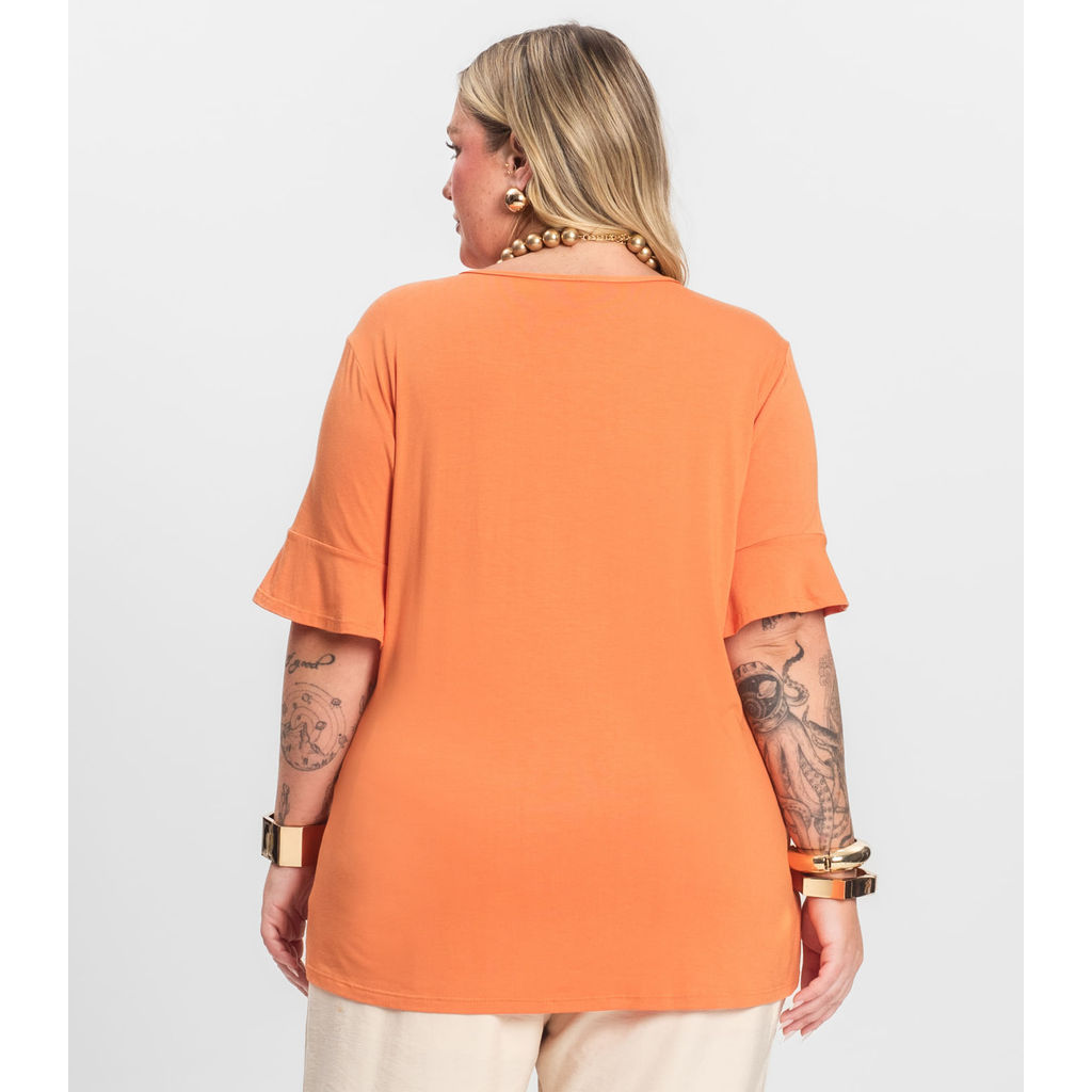 Detalhes do Blusa Plus Size Infinita Cor Rovitex Laranja