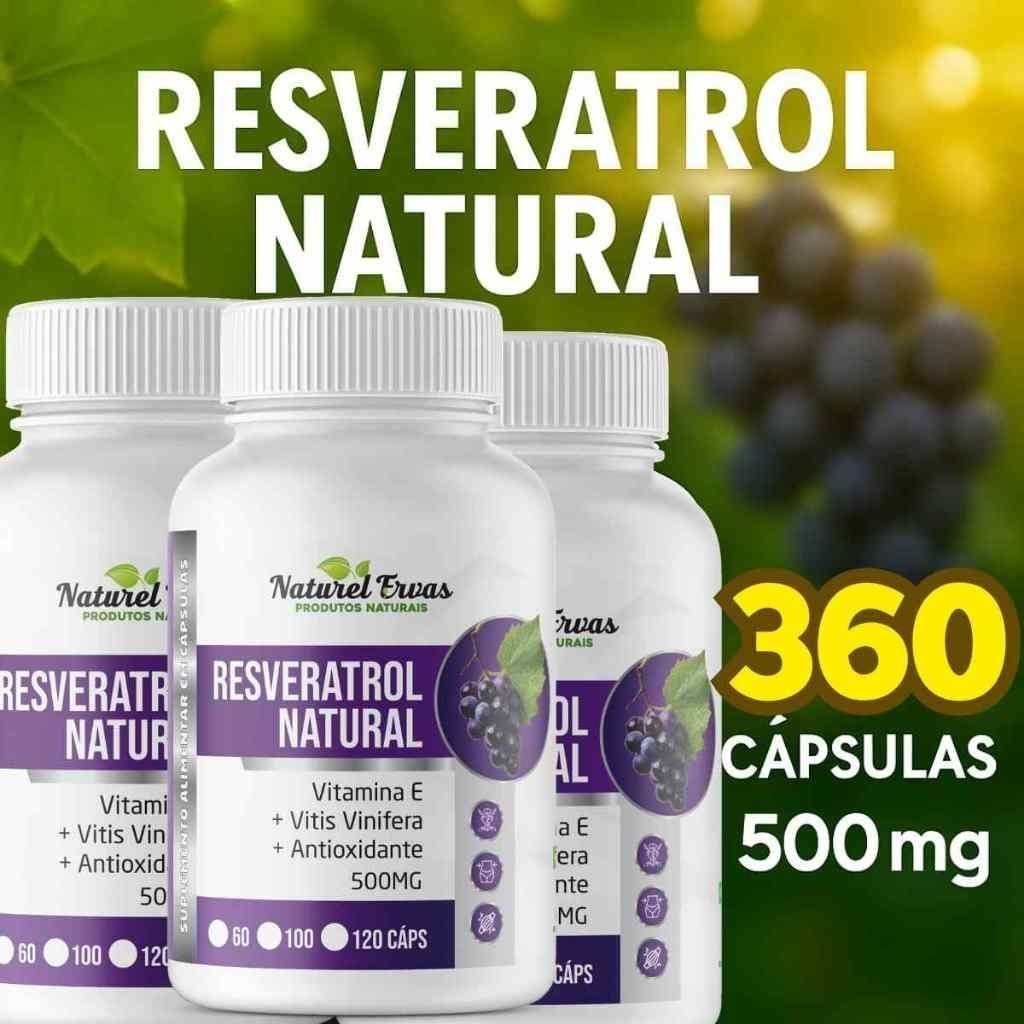 Suplemento resveratrol Natural 120 Cápsulas 500mg em Oferta na Shopee