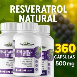 Suplemento resveratrol Natural 120 Cápsulas 500mg em Oferta na Shopee