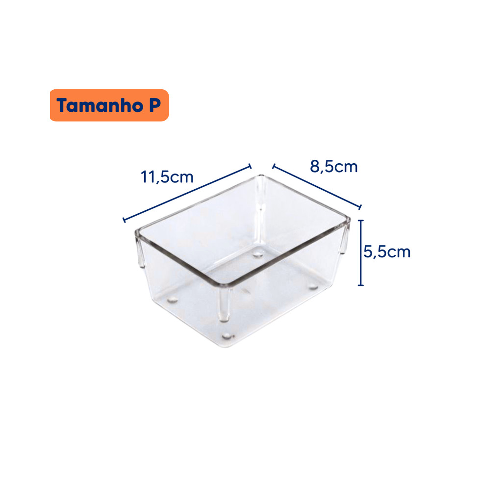 Kit 7 Organizadores de Gaveta Acrílico Transparente Empilhável Geladeira Armário Multiuso