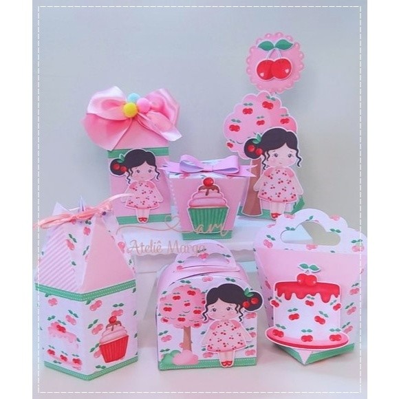 KIT FESTA CEREJINHA -MENINA - PEGUE MONTE - CAIXINHAS PERSONALIZADAS - LEMBRANCINHAS INFANTIL
