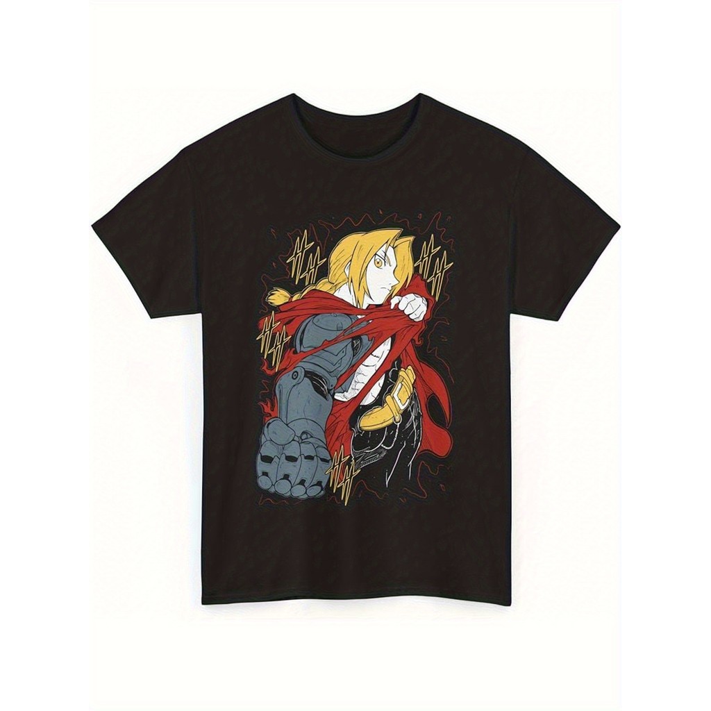 Camiseta Anime Full Metal Alchemist Japonês Estampa Personagens Confortável Atemporal Divertida Casual