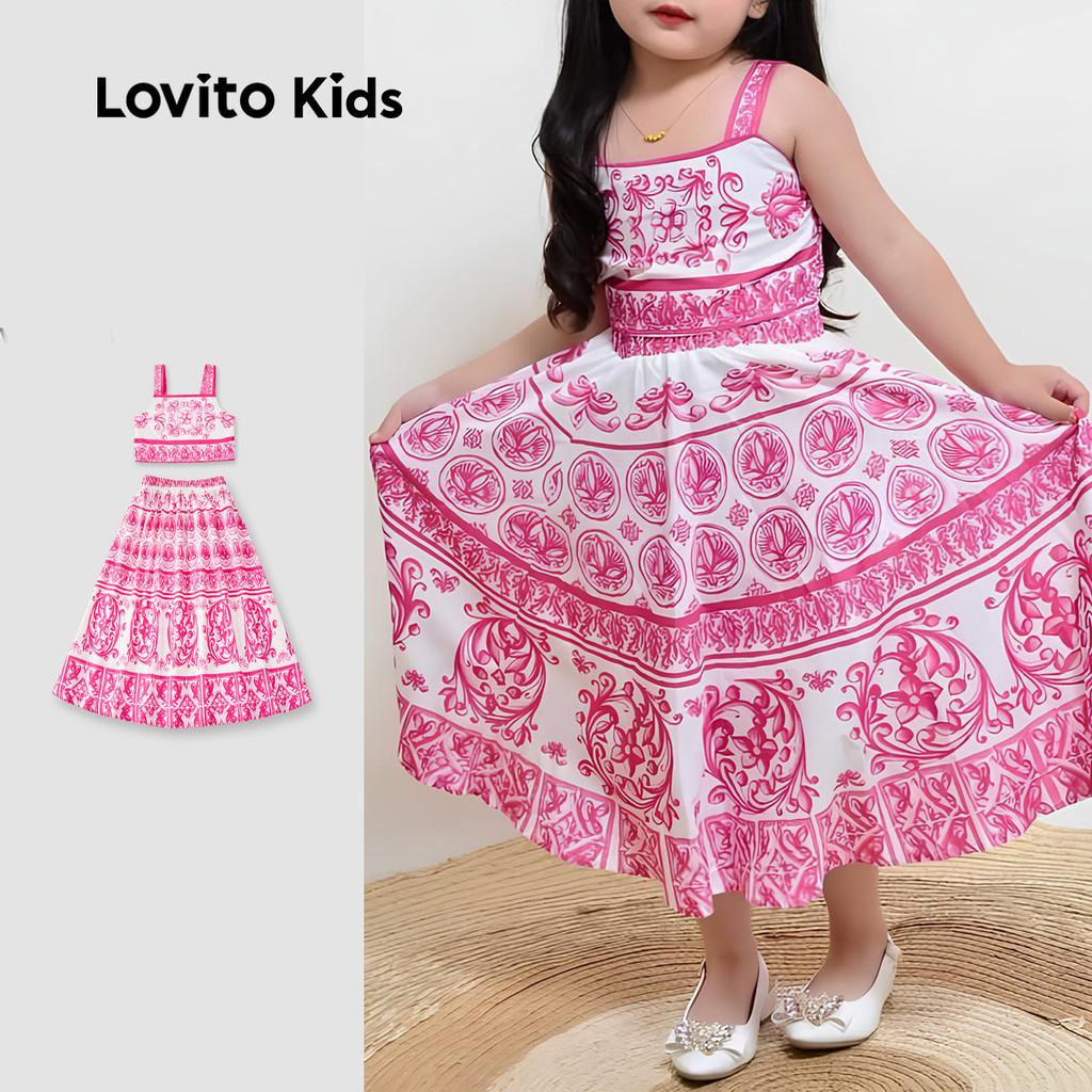 Lovito Kids Conjuntos de Saia Boho 2 Peças Pacote de 2 Conjuntos de Saias Rosas/verão primavera L162LD202 em Oferta na Shopee