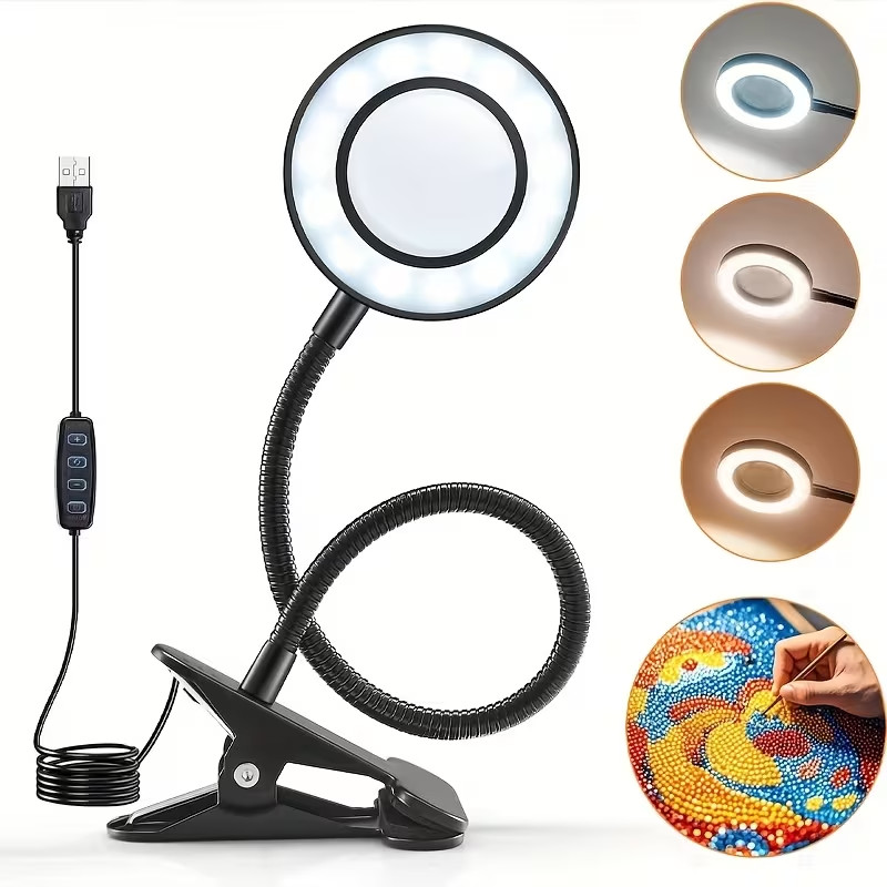 Luminária Led Lupa 10x Ring Light de Mesa Articulável