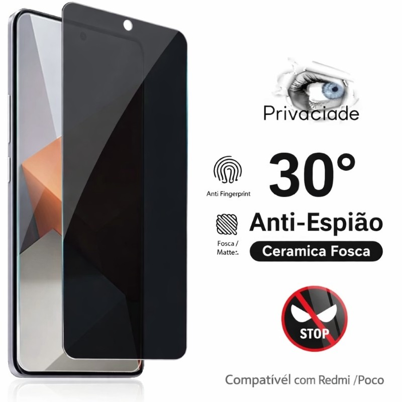 Película Cerâmica Fosca Privacidade Redmi 12C 13C 14C 15C Poco C65 C71 C75 C85 Proteção Anti Espião em Oferta na Shopee