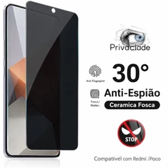 Película Cerâmica Fosca Privacidade Redmi 12C 13C 14C 15C Poco C65 C71 C75 C85 Proteção Anti Espião