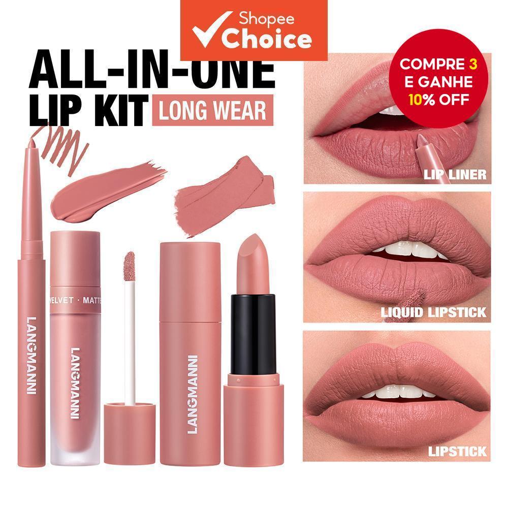 Novo Conjunto de Presente de Natal com Seis Cores - Lápis de Lábios + Batom Líquido + Bálsamo Labial, Atende a Diversos