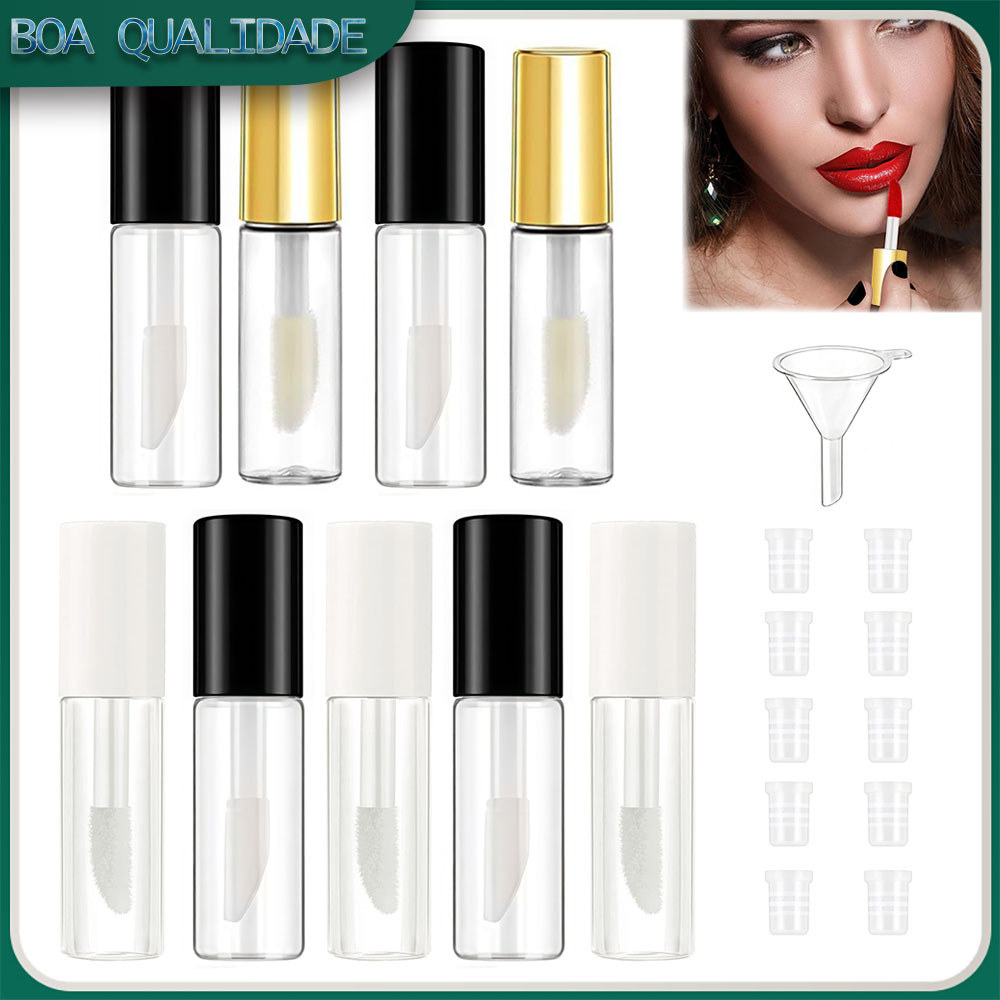 Tubo vazio para brilho labial de 1,2 ml Frasco transparente recarregável para protetor labial Tubo plástico para batom