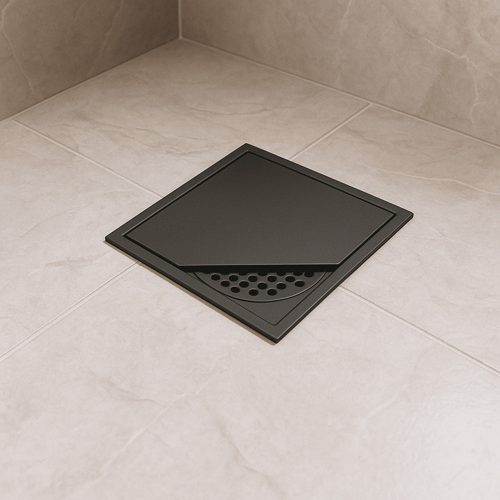 Ralo Oculto Invisível Chão Limpo 10x10cm Preto Lavanderia Banheiro Box Grade de Proteção