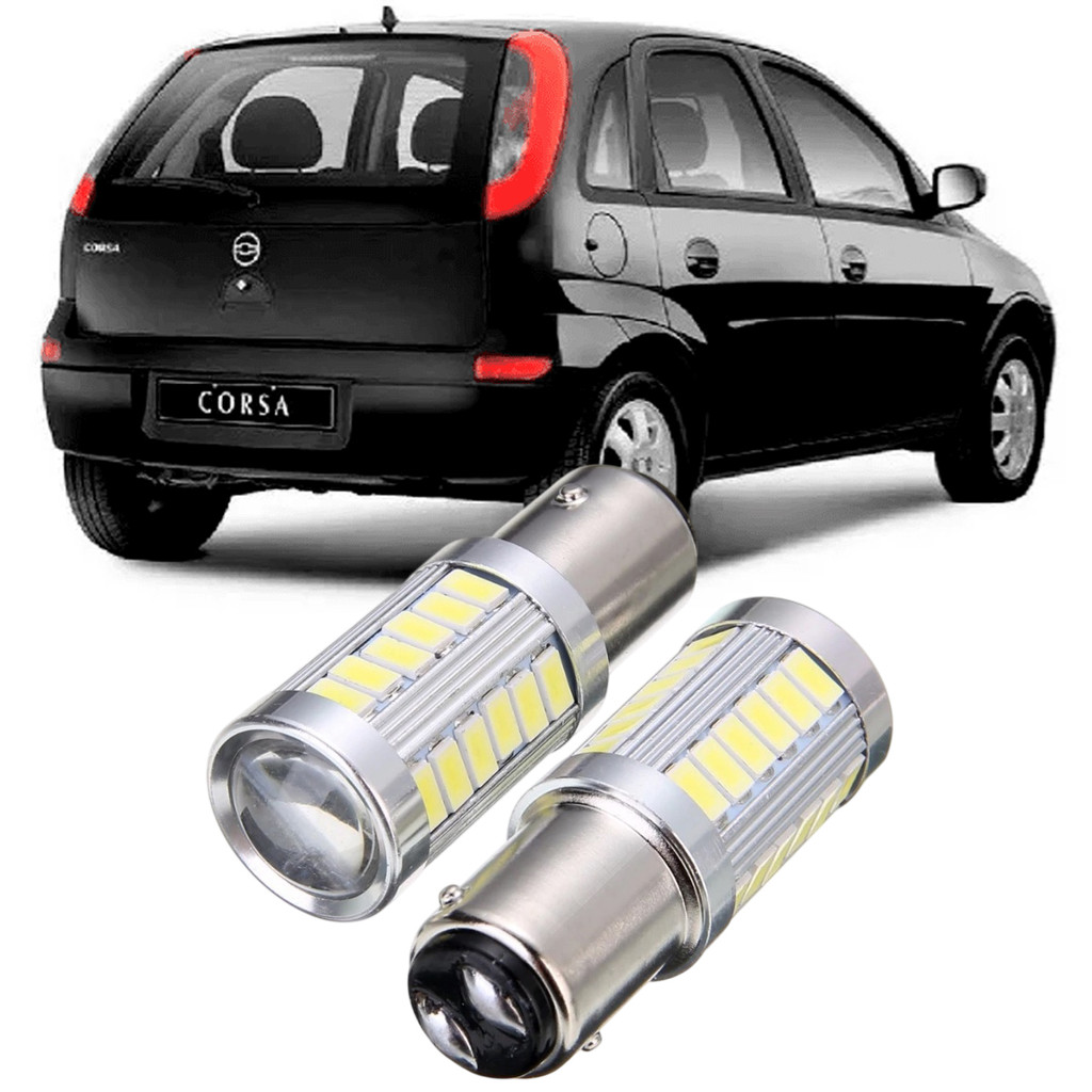 Kit Lampadas Ultra LED Premium Luz de Freio Chevrolet Corsa 2 Polos 33 Leds P21/5W