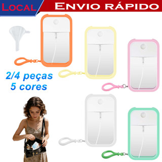 Kit 2/4 Frascos Spray Portáteis Recarregáveis 50 ml – Para Álcool em Gel, Perfume, Aromatizador e Cosméticos,5 cores em Oferta na Shopee