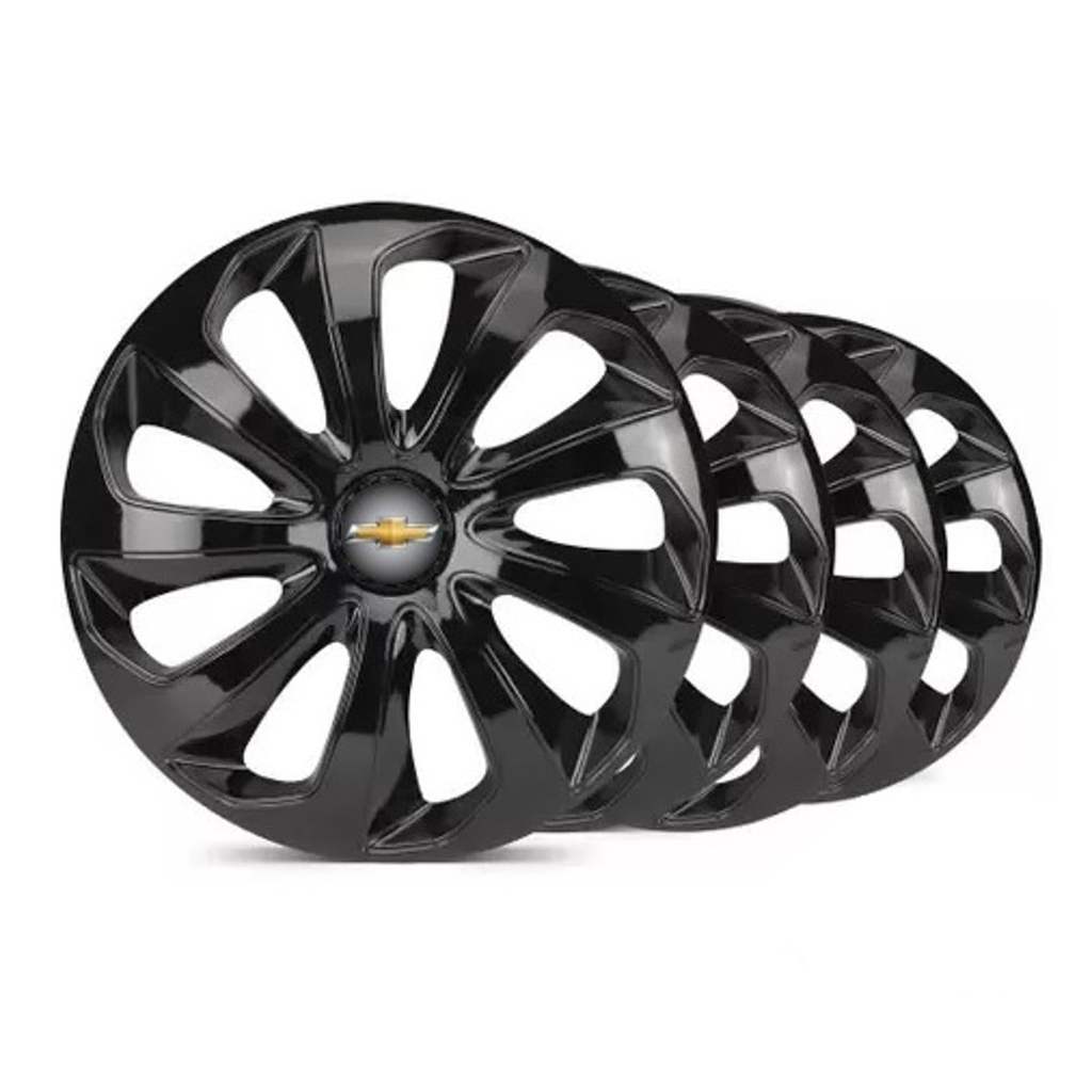 Kit Calota Velox Aro 13 Preta Para Onix Prisma Joy Classic Astra Spin Kadett
