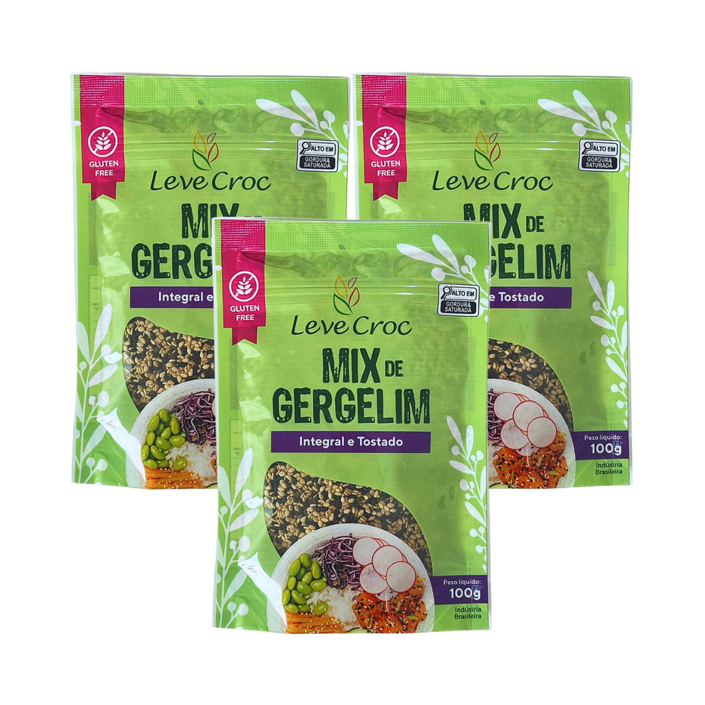 Kit 3 Mix de Gergelim Integral Tostado 100g Leve Croc 🌱