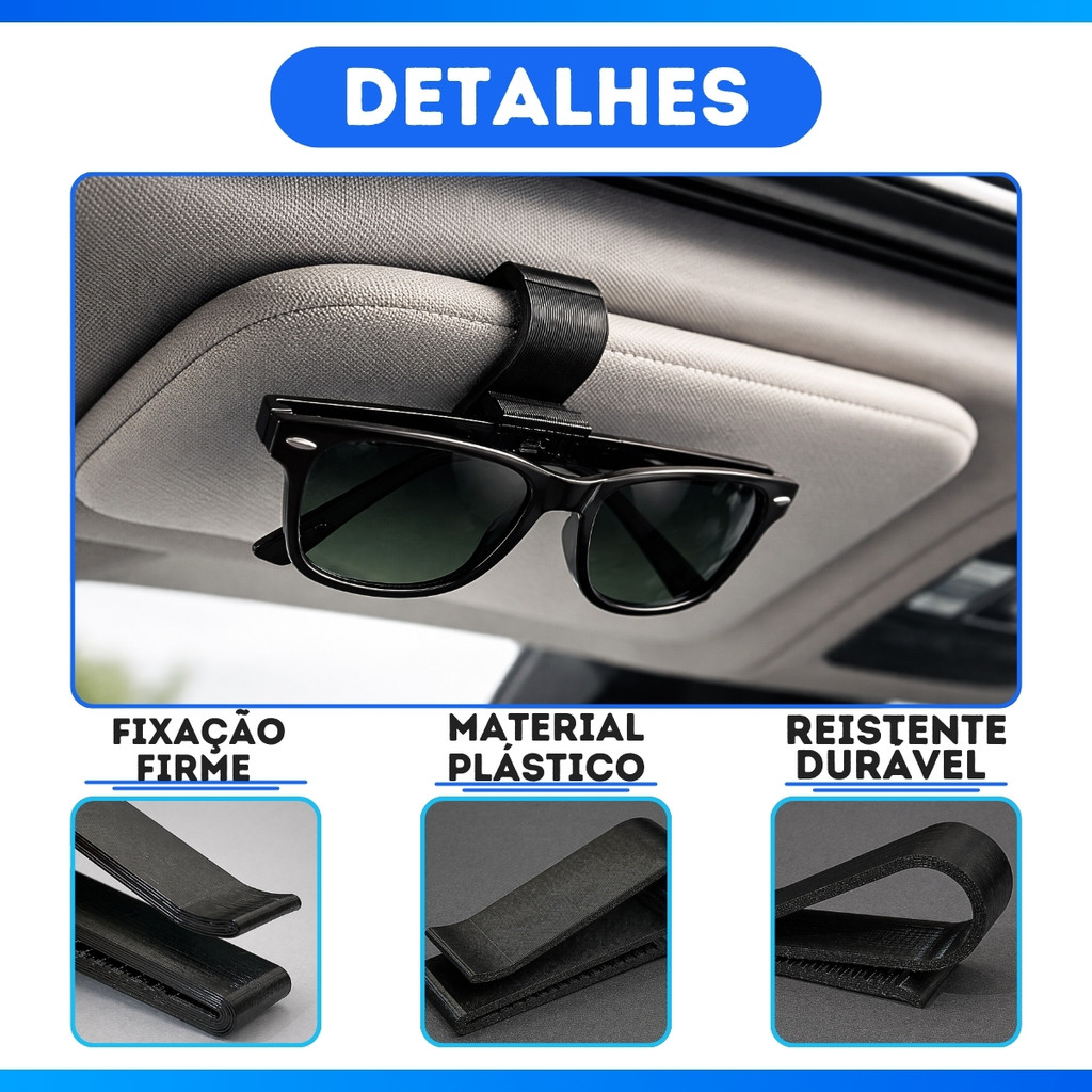 Suporte Premium para Óculos de Sol Carro:Clip Cartão, Porta-Bilhete Seguro e Estojo — imagem 2 de 2